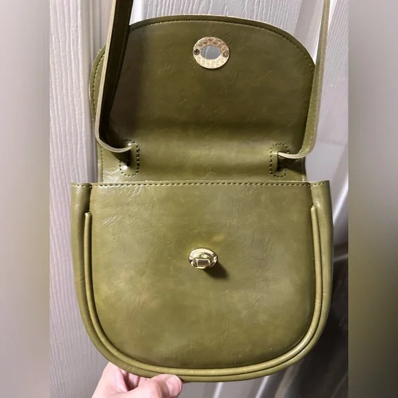 NWOT Vintage Style Twist Lock Closure Crossbody Shoulder Bag in Green - Picture 7 of 10